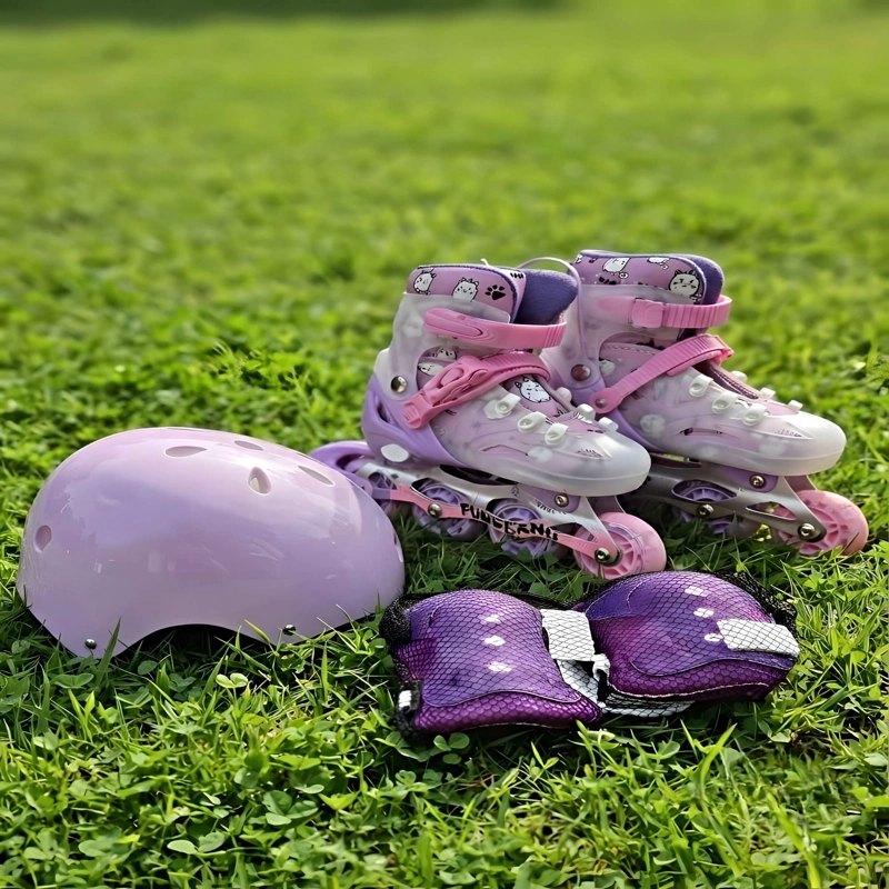 PATIN LINEAL CON LUCES MAS KIT COMPLETO TALLA M 35-38 LILA2 - 2