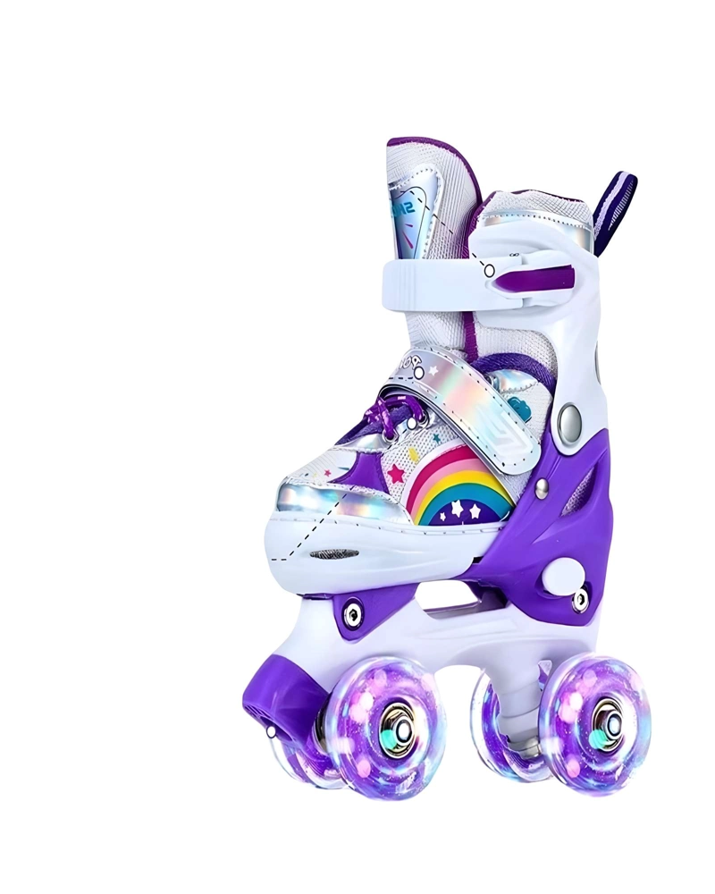 PATIN 4 RUEDAS CON LUCES MAS KIT COMPLETO TALLA M 35-38 MORADO - 2