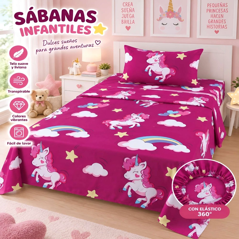 PACK DE SABANA INFANTIL DE 100 HILOS 1.5 PLAZAS D7 - 2