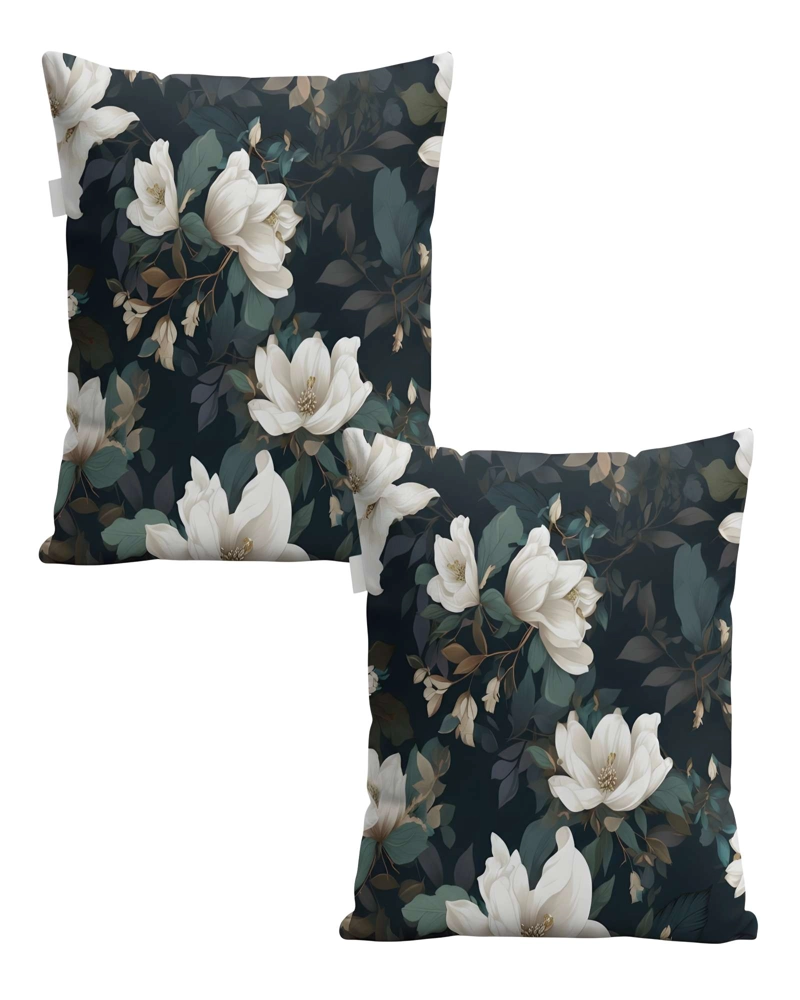 JUEGO DE 2 FUNDAS DE COJIN FLOREADAS 45X45 NEGRO - 1