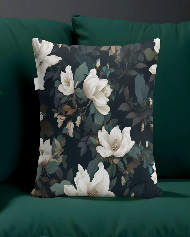 JUEGO DE 2 FUNDAS DE COJIN FLOREADAS 45X45 NEGRO - 3