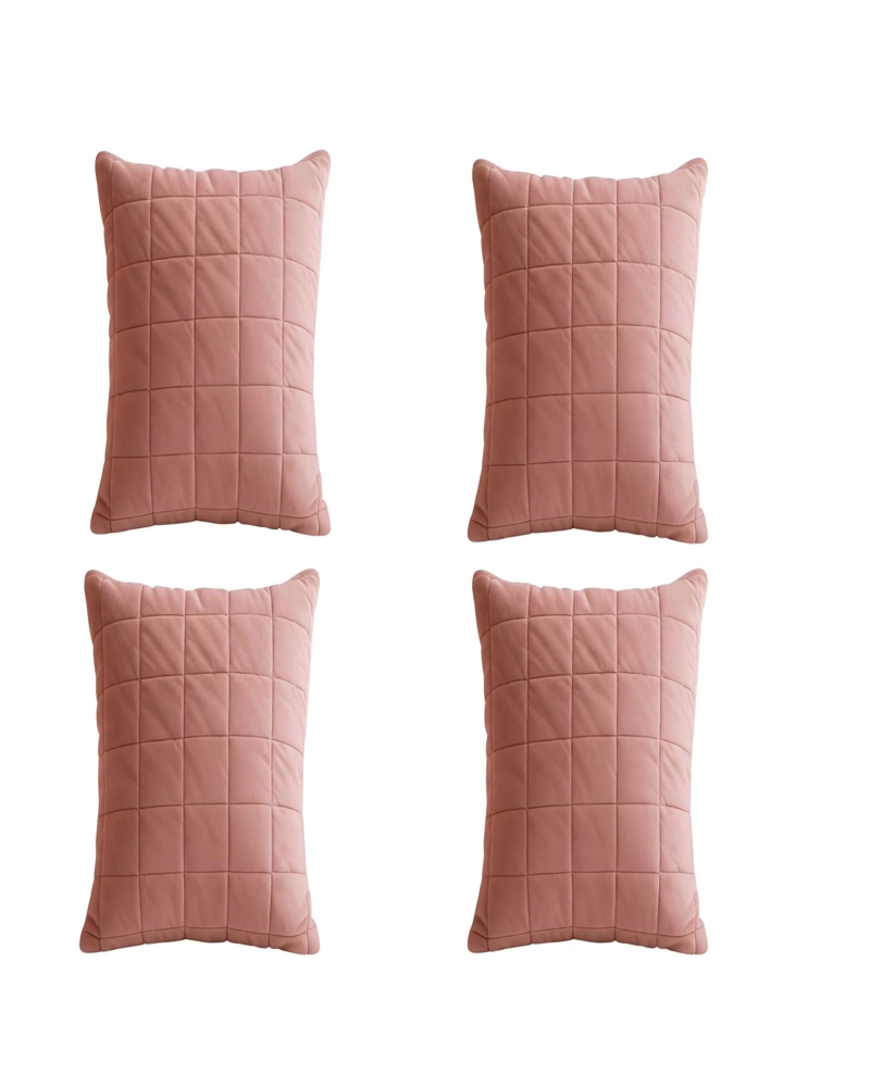 JUEGO DE 4 FUNDAS DE COJIN TERCIOPELO GRID 45X45 ROSA - 1