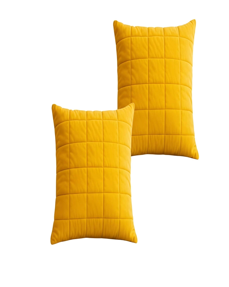 JUEGO DE 2 FUNDAS DE COJIN TERCIOPELO GRID 45X45 AMARILLO - 1