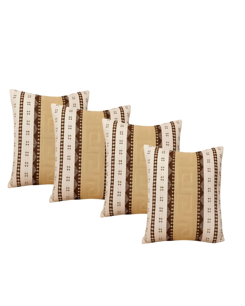 JUEGO DE 4 FUNDAS DE COJIN CHENILLE MANDALA 45X45 BLANCO 02 - 1