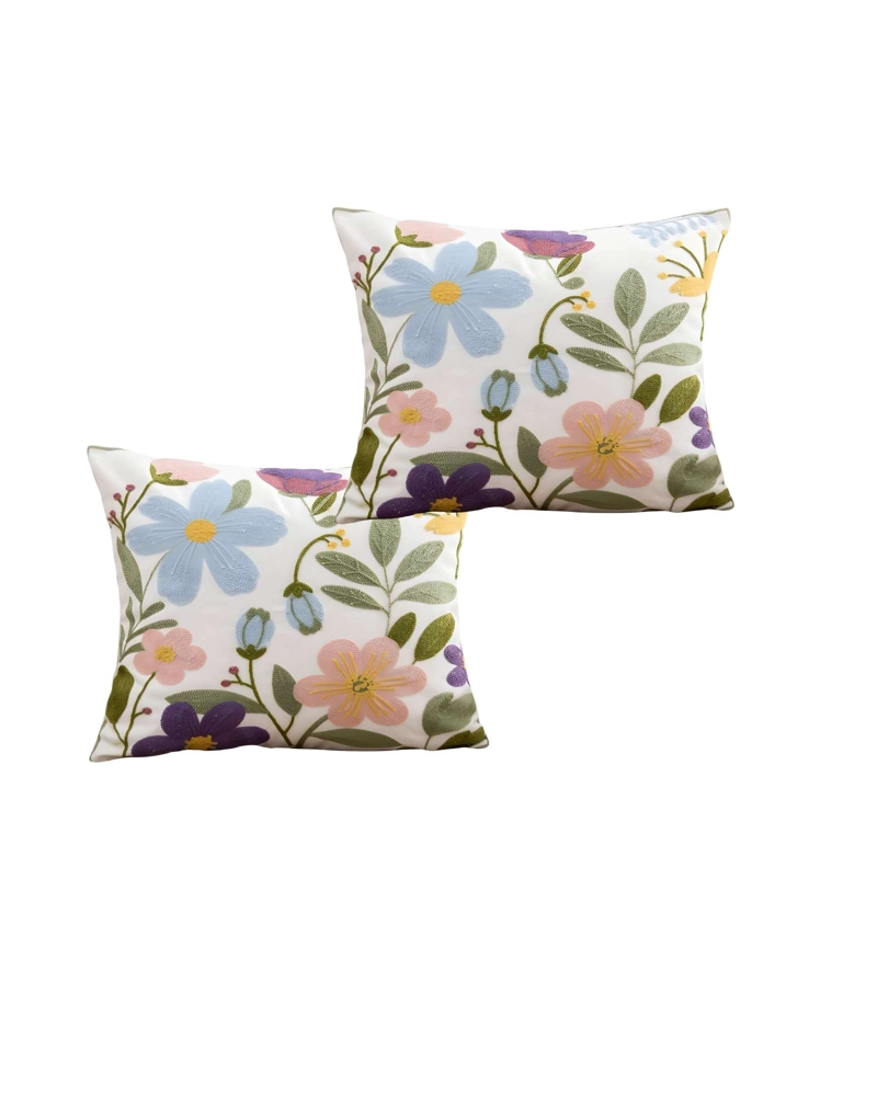 JUEGO DE 2 FUNDAS DE COJIN BORDADAS 45X45 BLANCO 03 - 1