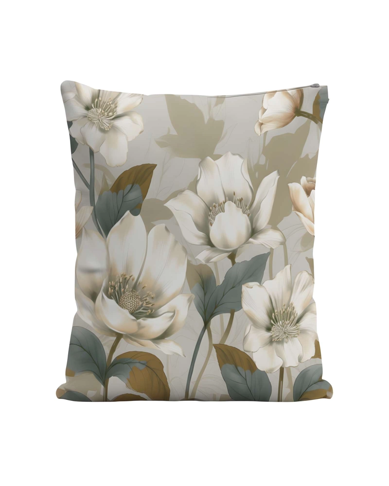 JUEGO DE 4 FUNDAS DE COJIN FLOREADAS 45X45 BEIGE 01 - 2