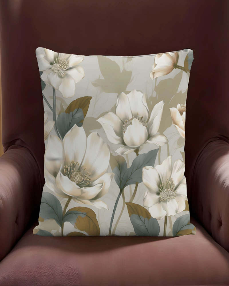 JUEGO DE 4 FUNDAS DE COJIN FLOREADAS 45X45 BEIGE 01 - 3