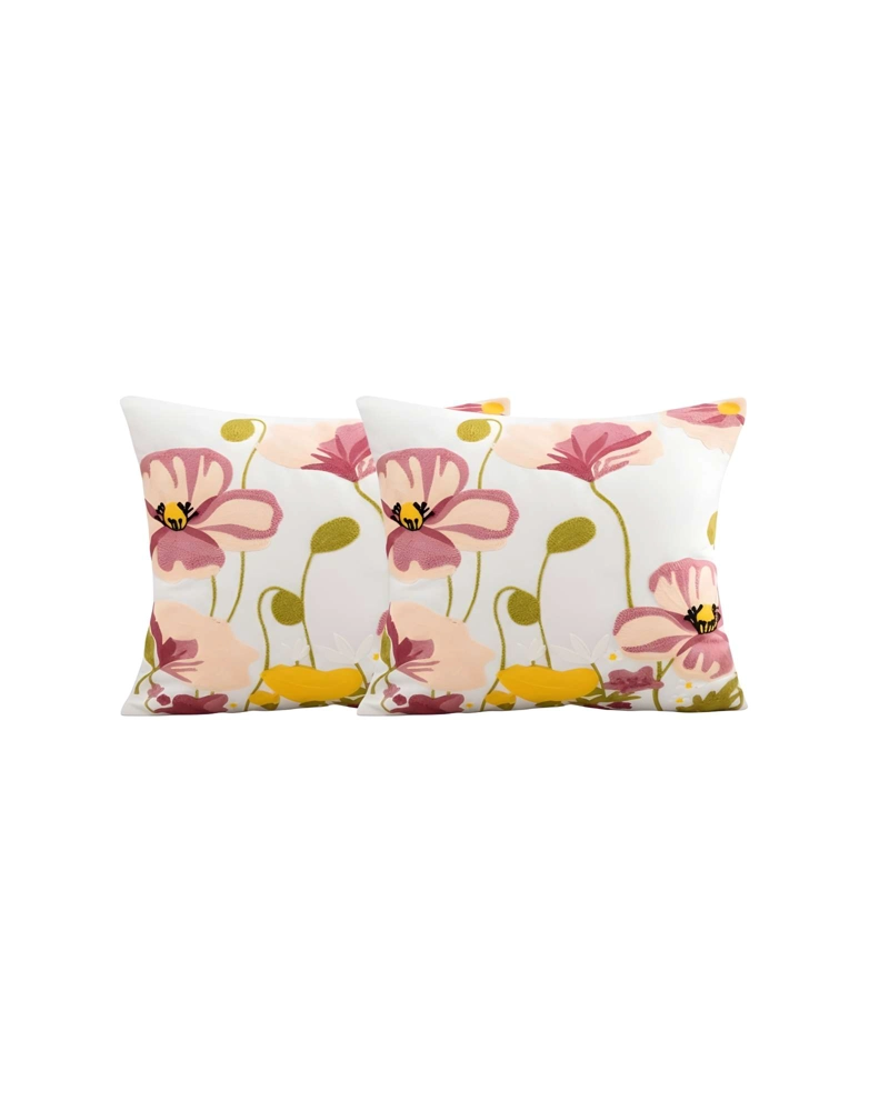 JUEGO DE 2 FUNDAS DE COJIN BORDADAS 45X45 BLANCO 02 - 1
