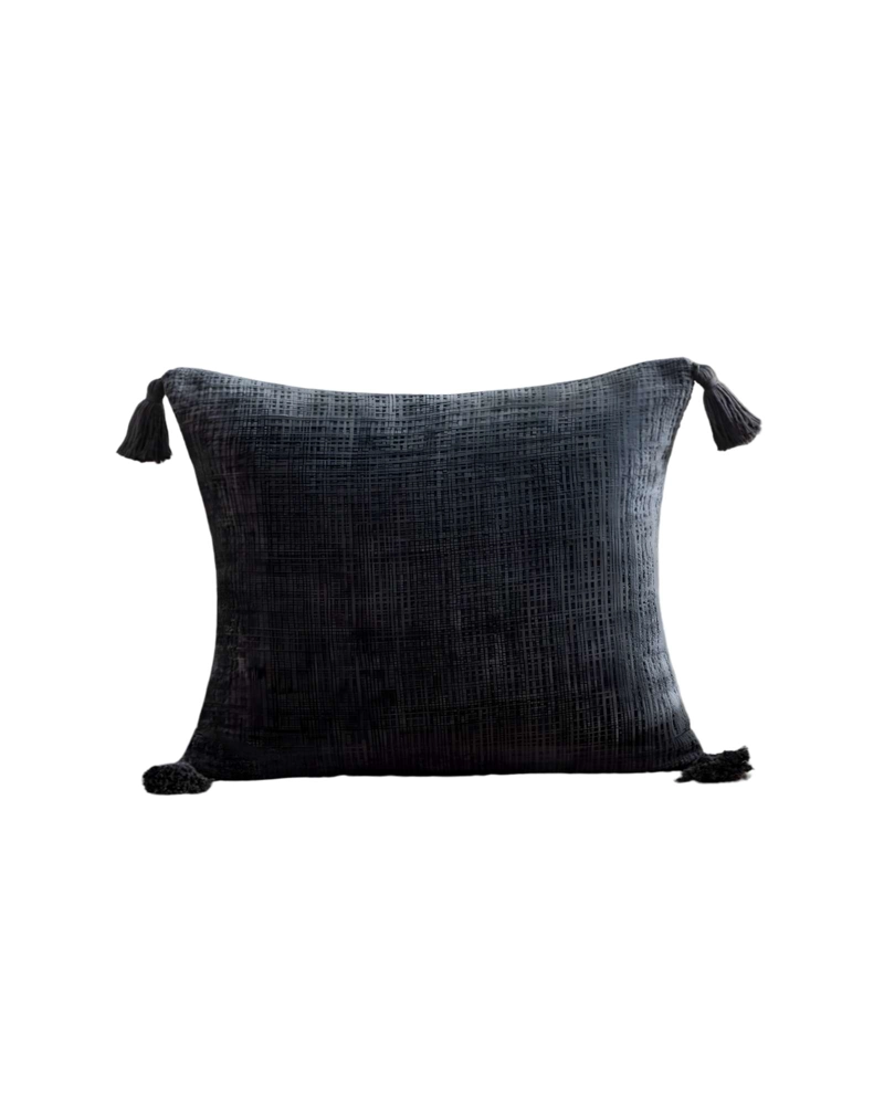 JUEGO DE 4 FUNDAS DE COJIN CHENILLE CON BORLAS 45X45 GRIS - 2