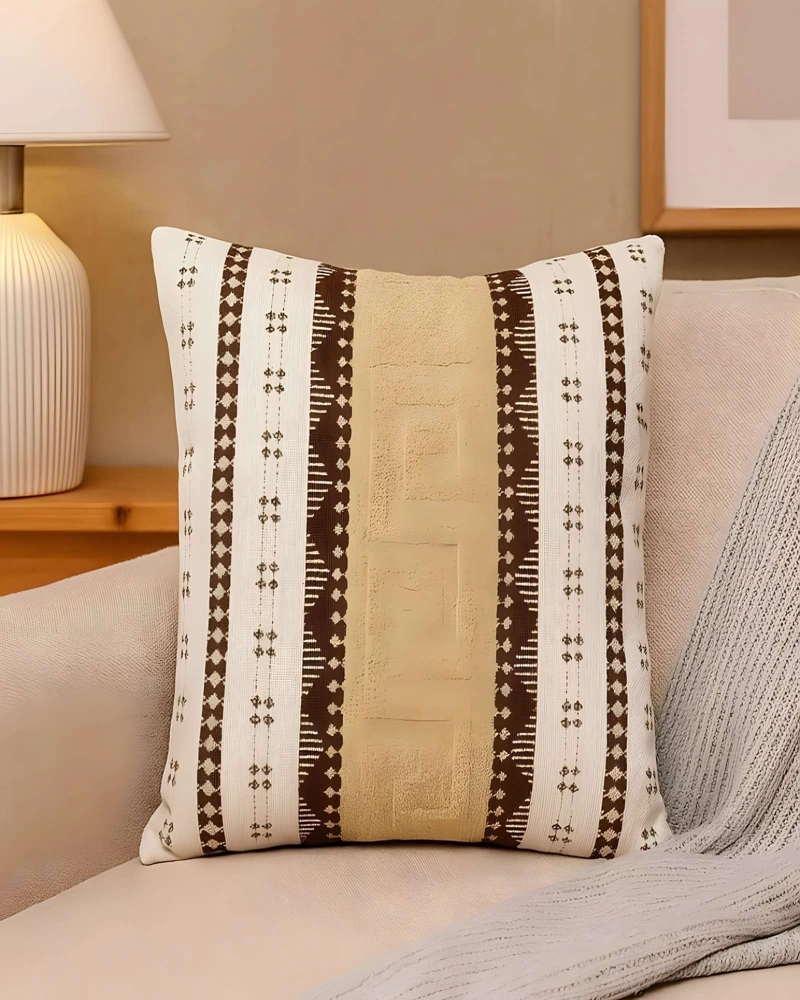 JUEGO DE 2 FUNDAS DE COJIN CHENILLE MANDALA 45X45 BLANCO 02 - 4