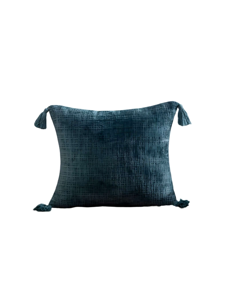 JUEGO DE 4 FUNDAS DE COJIN CHENILLE CON BORLAS 45X45 VERDE - 2