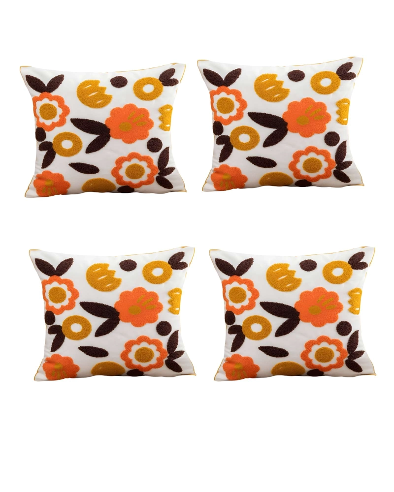 JUEGO DE 4 FUNDAS DE COJIN BORDADAS 45X45 BLANCO 04 - 1