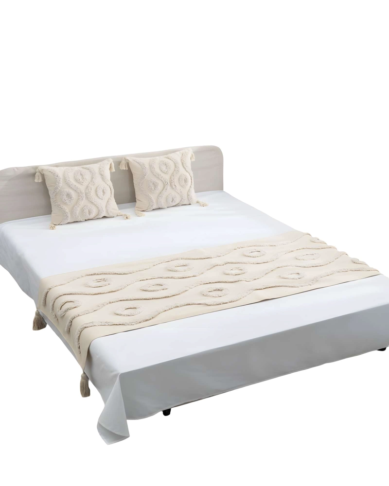 PACK DE PIECERA BORDADA CON DOS FUNDAS MODELO BOHO BEIGE 08 - 1