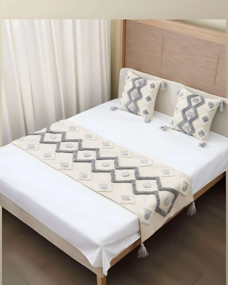 PACK DE PIECERA BORDADA CON DOS FUNDAS MODELO BOHO BEIGE 09 - 4