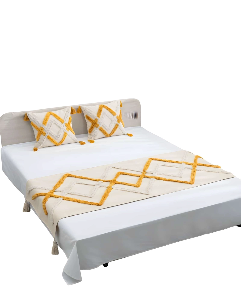 PACK DE PIECERA BORDADA CON DOS FUNDAS MODELO BOHO BEIGE 10 - 1