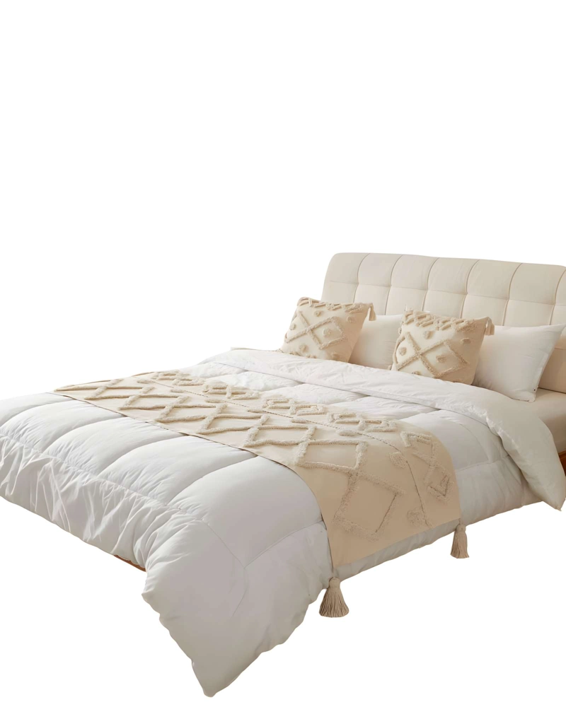 PACK DE PIECERA BORDADA CON DOS FUNDAS MODELO BOHO BEIGE 04 - 1