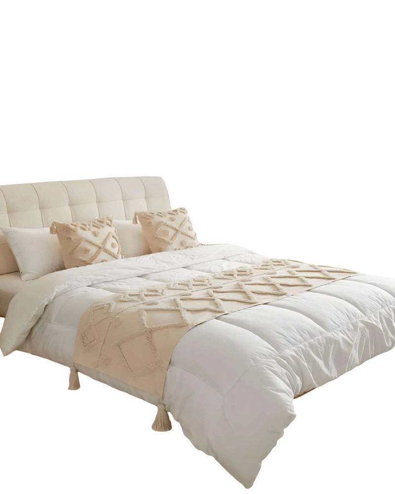 PACK DE PIECERA BORDADA CON DOS FUNDAS MODELO BOHO BEIGE 04 - 2