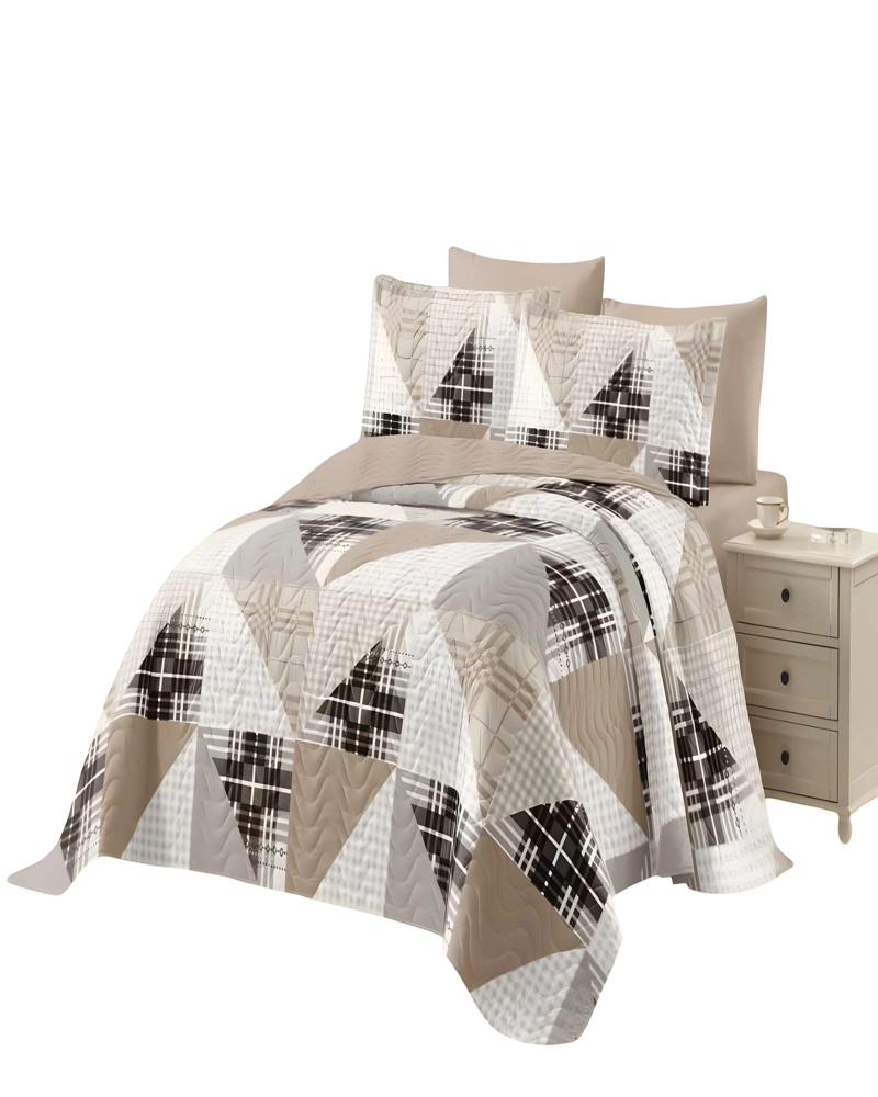 CUBRECAMA DE VERANO QUILT 2 PLAZAS CAFE - 2