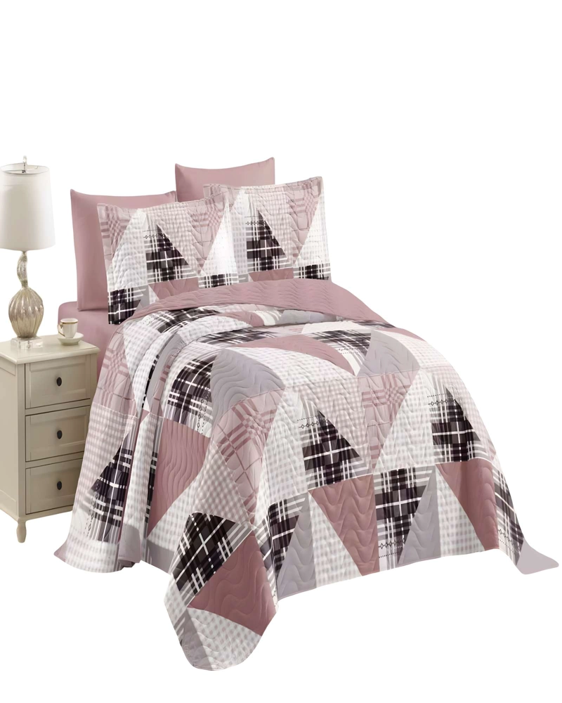 CUBRECAMA DE VERANO QUILT PLAZA Y MEDIA ROSA 02 - 1