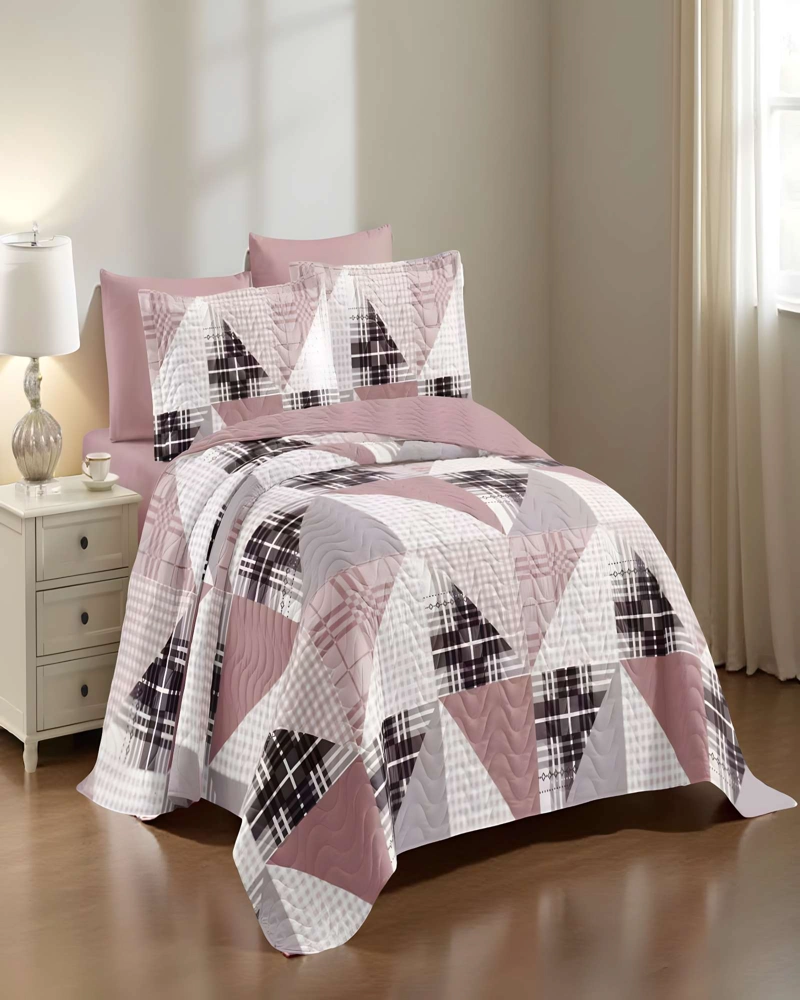 CUBRECAMA DE VERANO QUILT PLAZA Y MEDIA ROSA 02 - 3