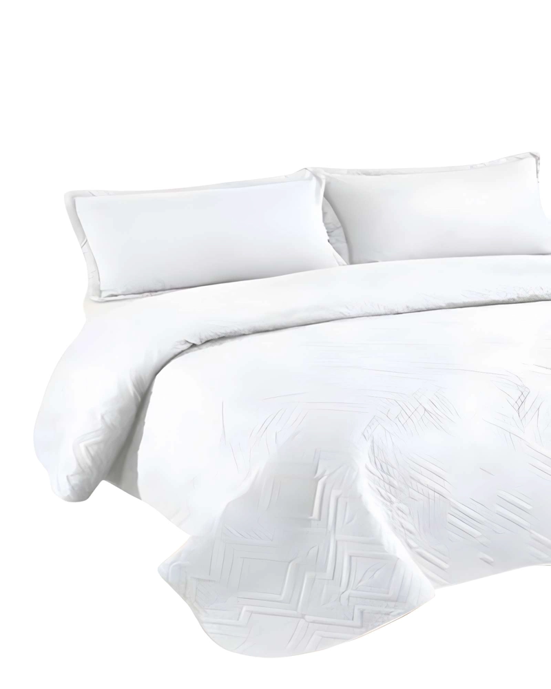 CUBRECAMA DE VERANO QUILT CON COLORES LISOS PLAZA Y MEDIA BLANCO - 2