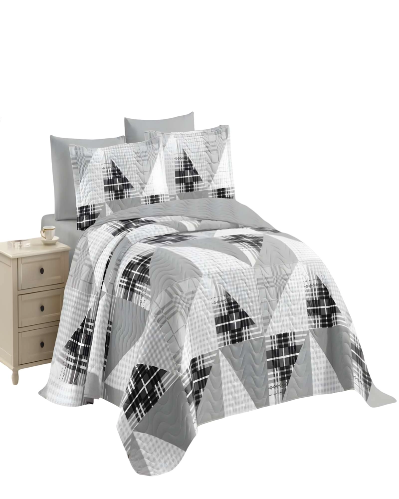 CUBRECAMA DE VERANO QUILT KING GRIS 02 - 1