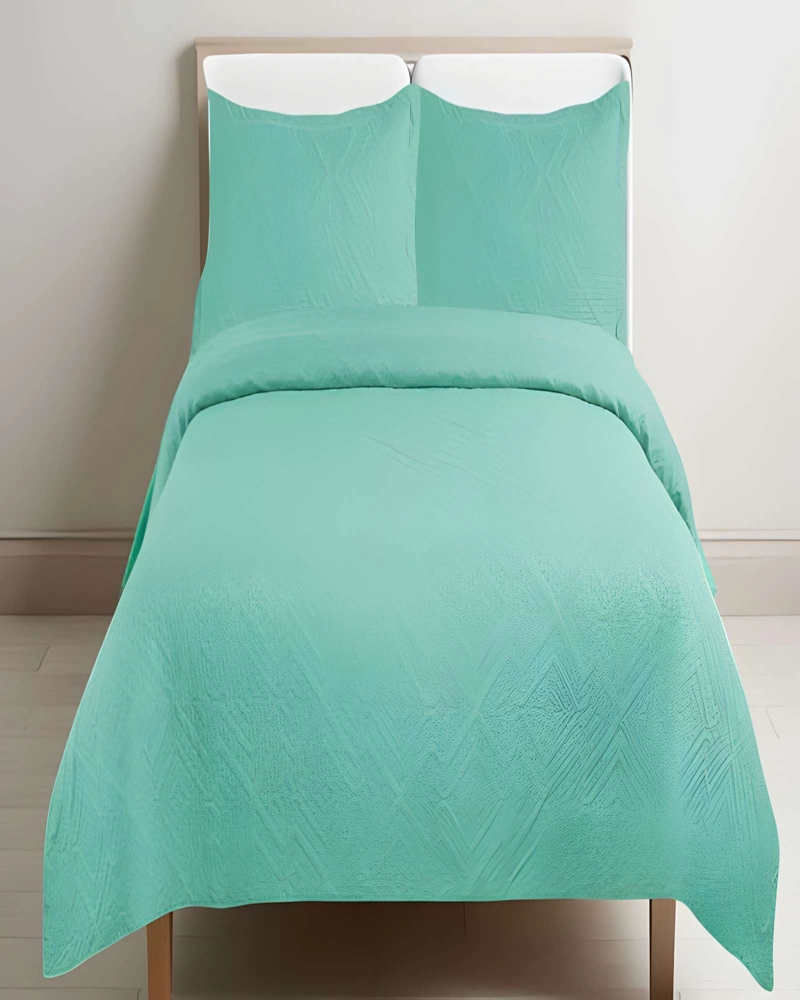 CUBRECAMA DE VERANO QUILT CON COLORES LISOS 2 PLAZAS TURQUESA - 4