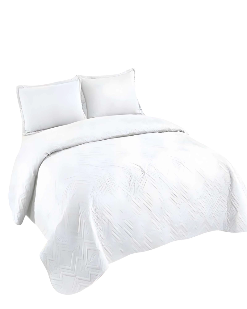 CUBRECAMA DE VERANO QUILT CON COLORES LISOS 2 PLAZAS BLANCO - 1