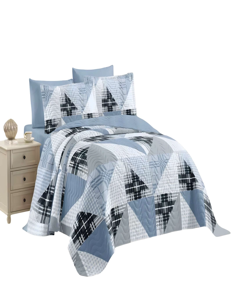 CUBRECAMA DE VERANO QUILT 2 PLAZAS AZUL 02 - 1