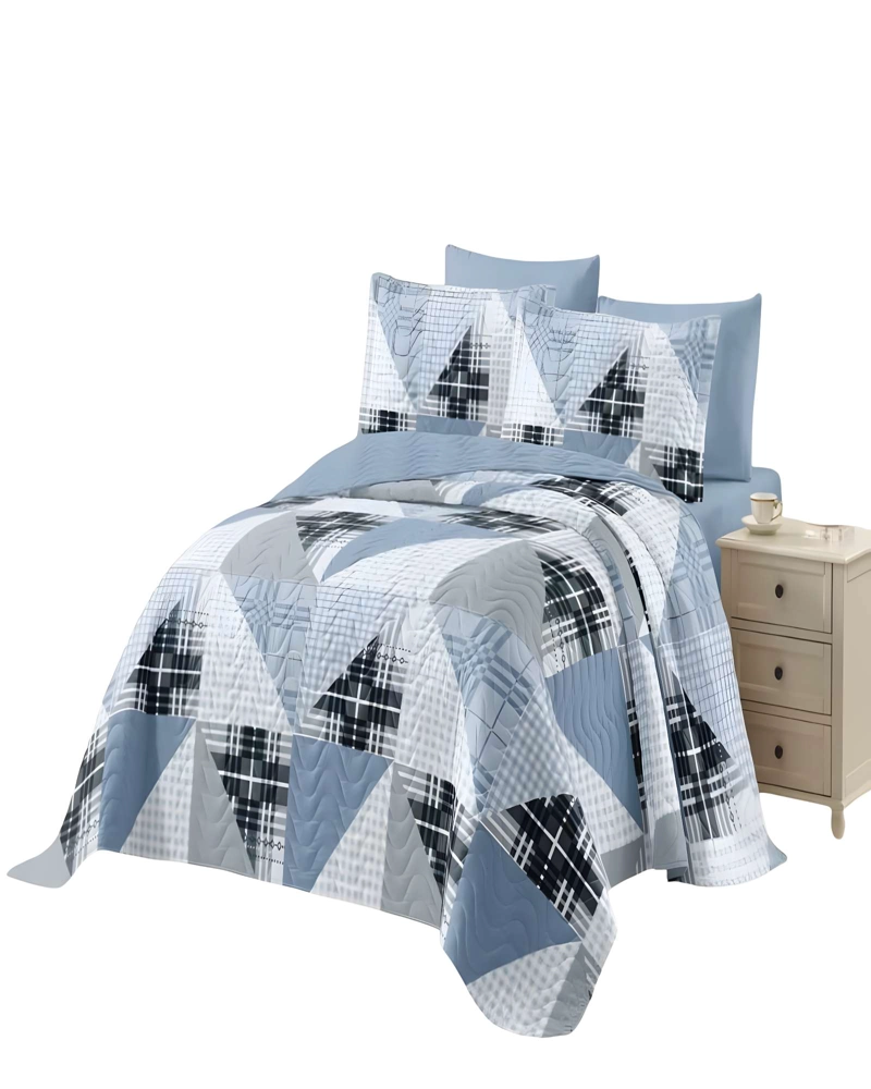 CUBRECAMA DE VERANO QUILT 2 PLAZAS AZUL 02 - 2