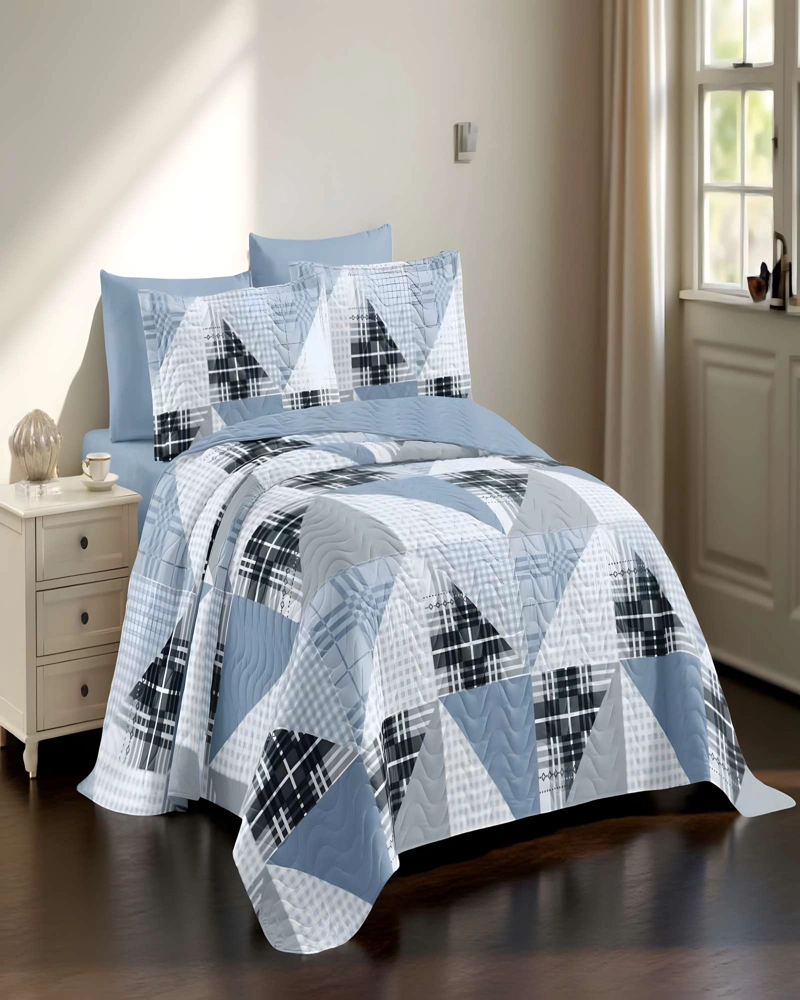 CUBRECAMA DE VERANO QUILT 2 PLAZAS AZUL 02 - 3