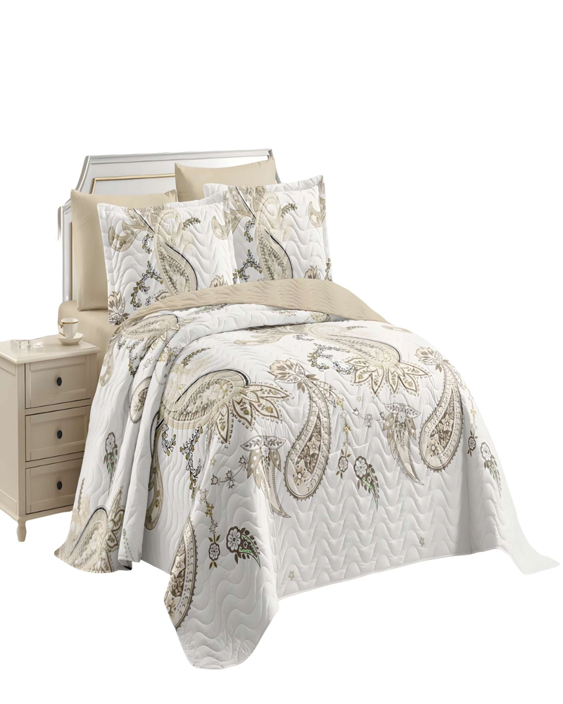 CUBRECAMA DE VERANO QUILT KING BEIGE 01 - 1
