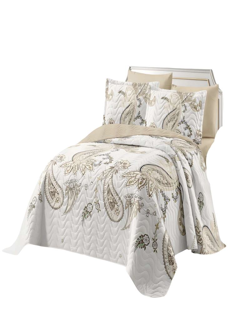 CUBRECAMA DE VERANO QUILT KING BEIGE 01 - 2