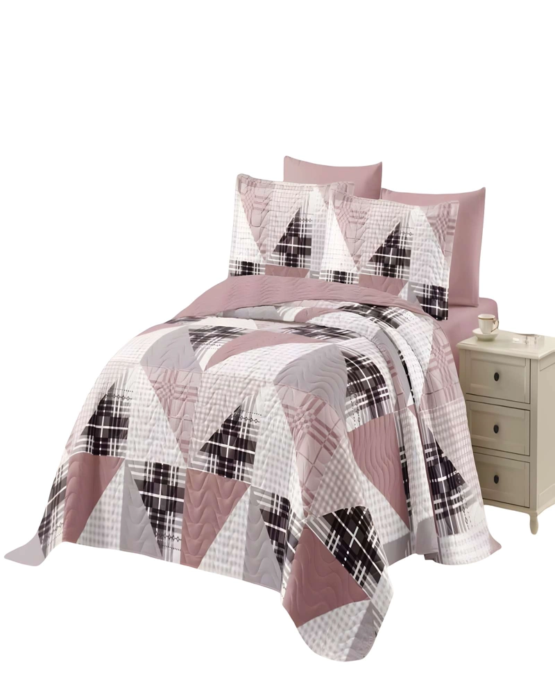 CUBRECAMA DE VERANO QUILT KING ROSA 02 - 2