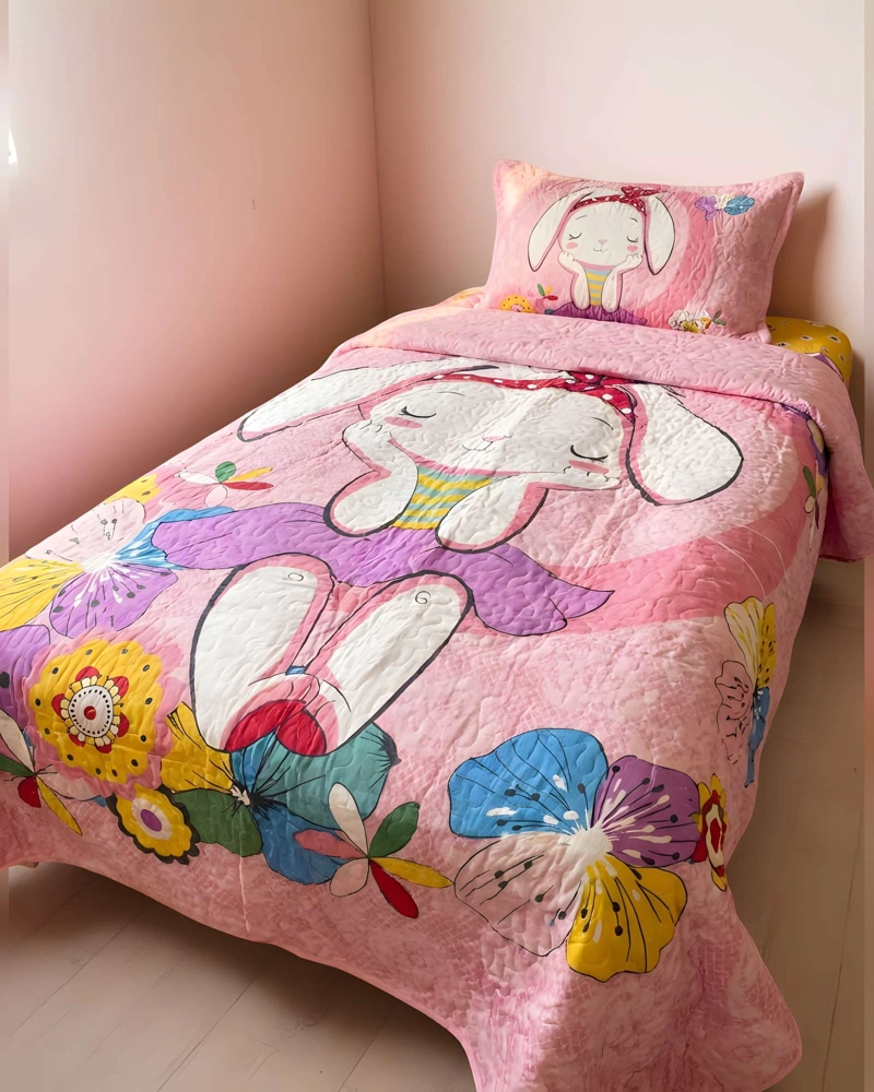CUBRECAMA DE VERANO QUILT PLAZA Y MEDIA ROSA 04 - 3