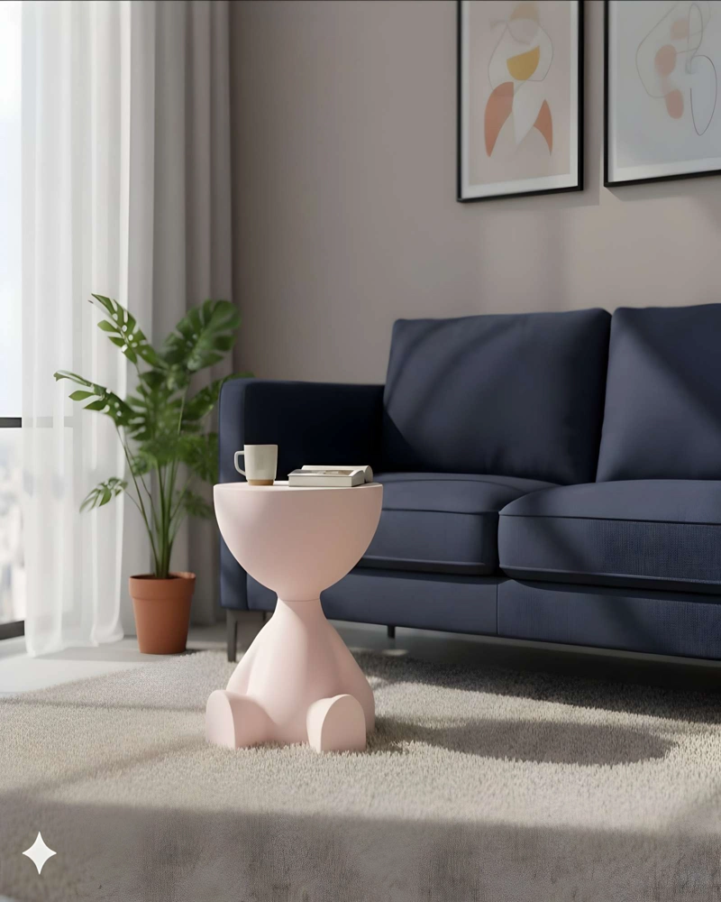 MESA DE ARRIMO CON COMPARTIMENTO ORGANIZADOR INTEGRADO ROSA - 4