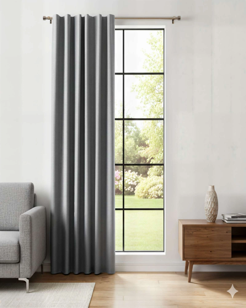CORTINA 2 PAÑOS ENGOMADA BLACKOUT 230X140CM COLOR GRIS - 4
