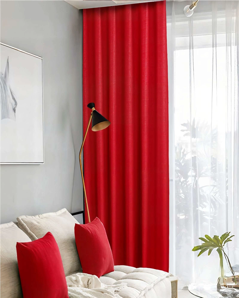 CORTINA 2 PAÑOS ENGOMADA BLACKOUT 230X140CM COLOR ROJO - 3