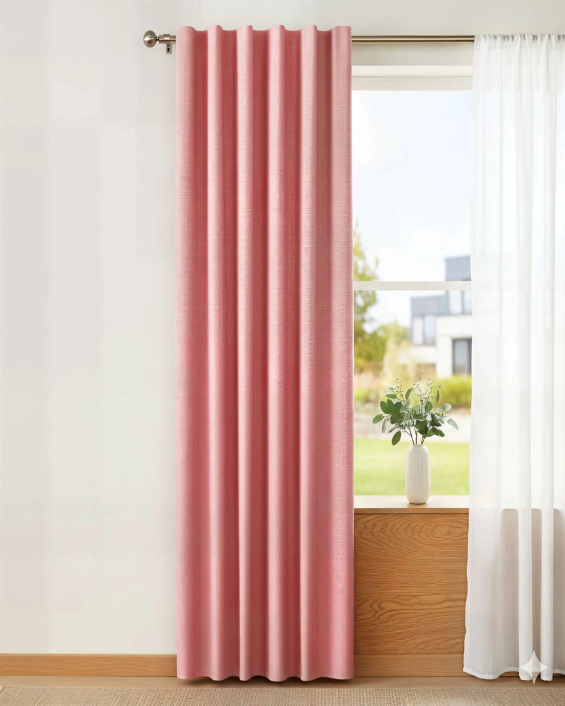 CORTINA 2 PAÑOS ENGOMADA BLACKOUT 230X140CM COLOR ROSADO - 4