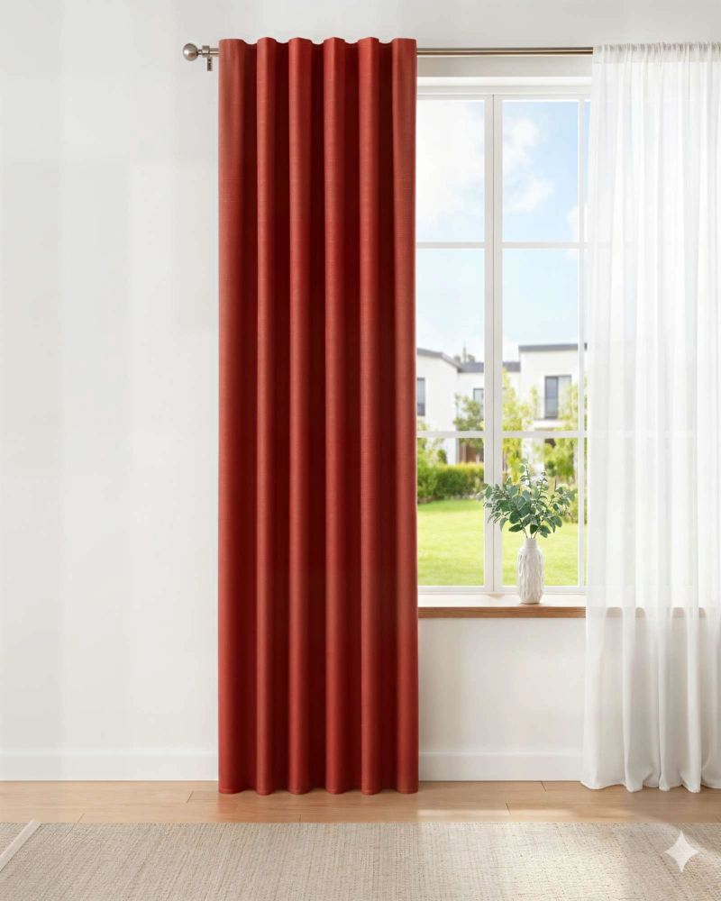 CORTINA 2 PAÑOS ENGOMADA BLACKOUT 230X140CM COLOR TERRACOTA - 4