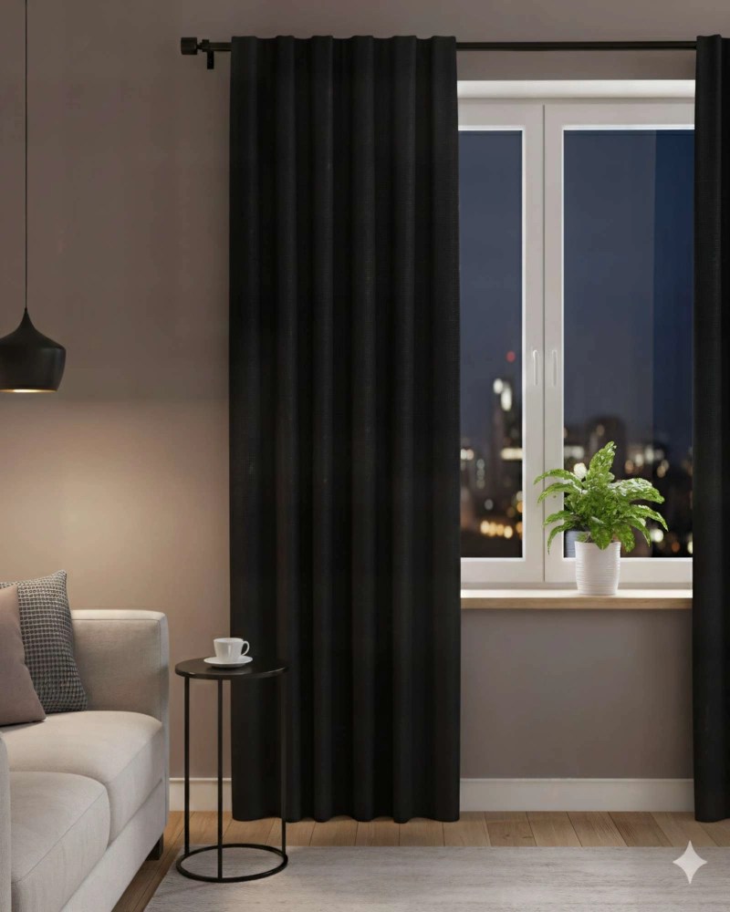 CORTINA 2 PAÑOS ENGOMADA BLACKOUT 230X140CM COLOR NEGRO - 4