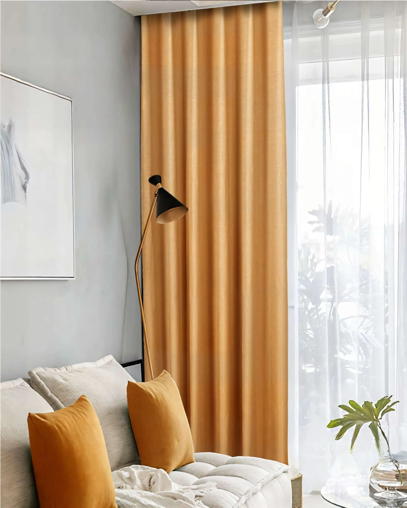 CORTINA 2 PAÑOS ENGOMADA BLACKOUT 230X140CM COLOR MOSTAZA - 3