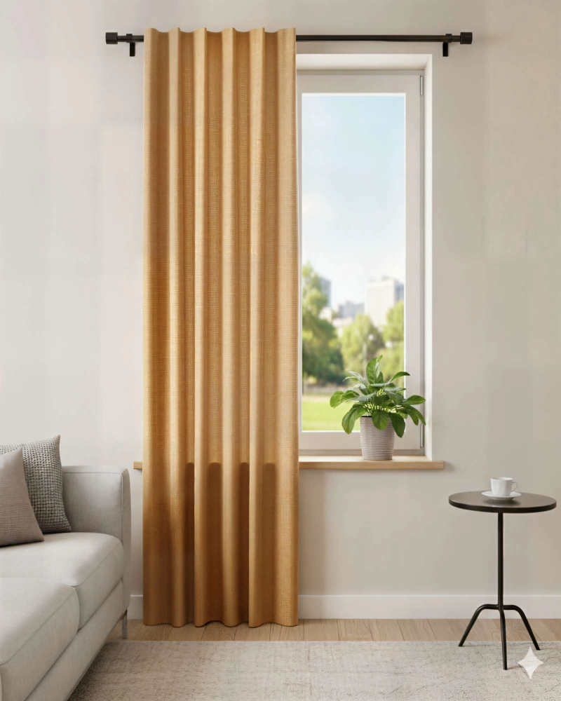 CORTINA 2 PAÑOS ENGOMADA BLACKOUT 230X140CM COLOR MOSTAZA - 4