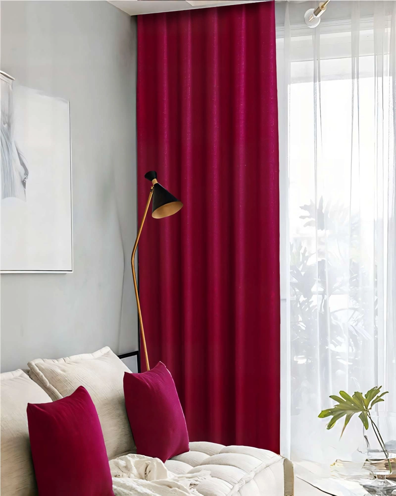 CORTINA 2 PAÑOS ENGOMADA BLACKOUT 230X140CM COLOR BURDEO - 3