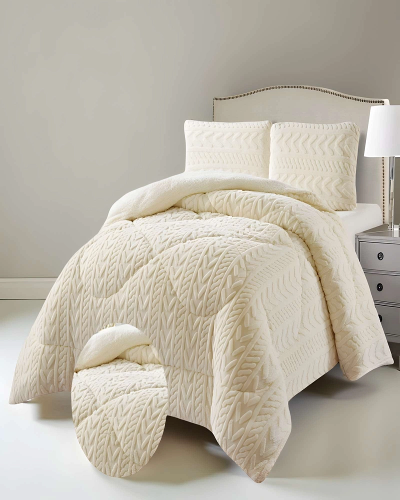 COBERTOR DE INVERNO TEXTURIZADA KING DISEÑO 01 BEIGE - 3