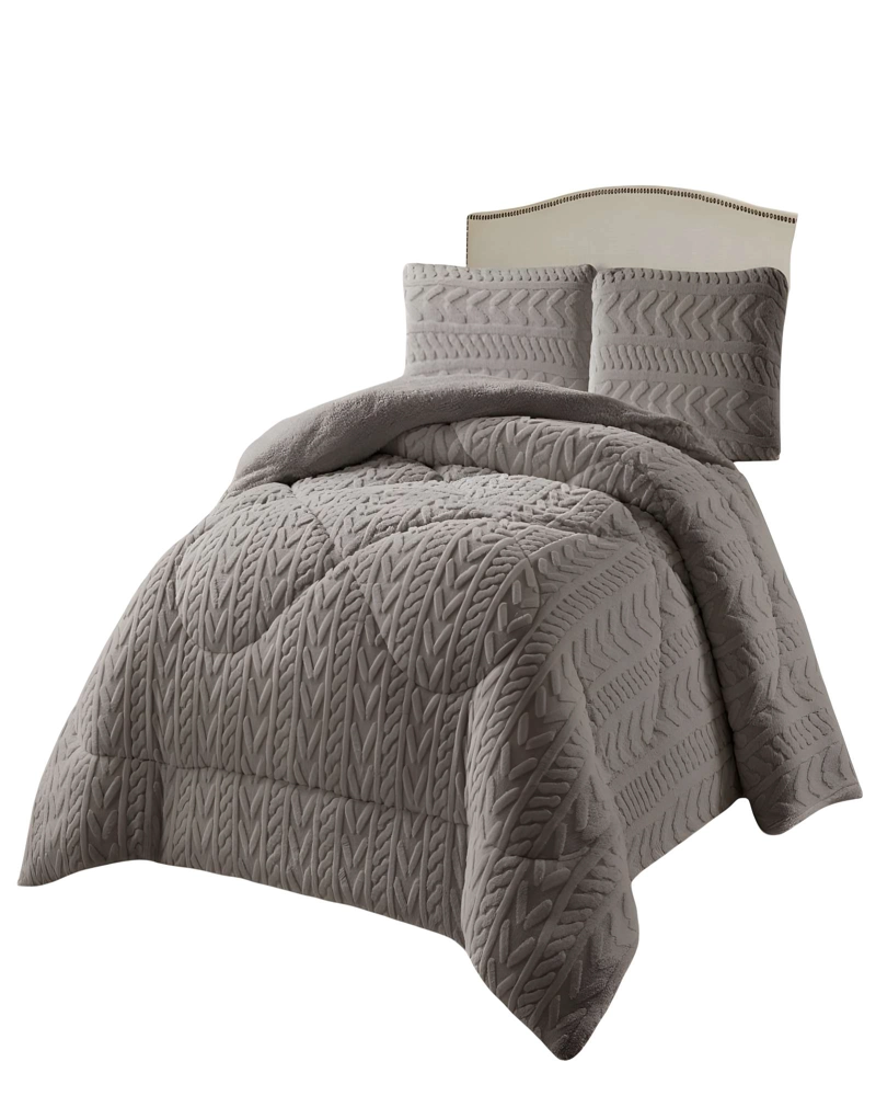 COBERTOR DE INVERNO TEXTURIZADA KING DISEÑO 01 GRIS OSCURO - 1