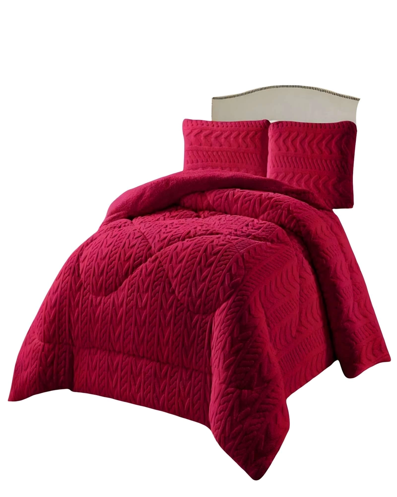 COBERTOR DE INVERNO TEXTURIZADA KING DISEÑO 01 ROJO - 1