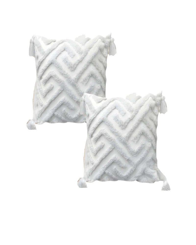 JUEGO DE 2 FUNDAS DE COJIN TUFTING 45X45 CM BLANCO 05 - 1