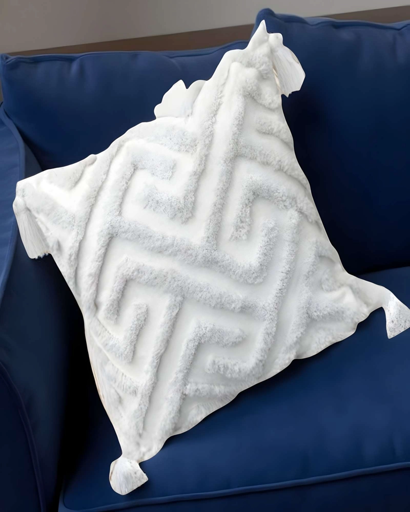 JUEGO DE 2 FUNDAS DE COJIN TUFTING 45X45 CM BLANCO 05 - 4
