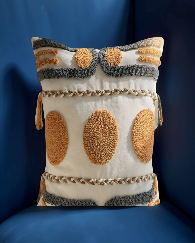 JUEGO DE 2 FUNDAS DE COJIN TUFTING 45X45 CM BEIGE 05 - 3